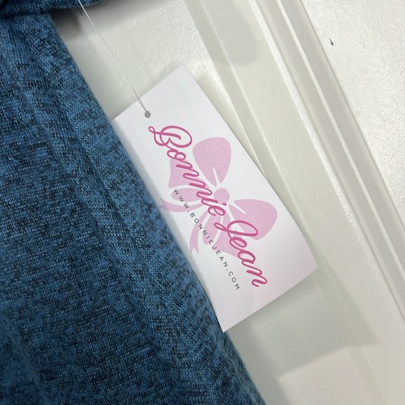 BONNIE JEAN BLUE DRESS WITH PLAID SCARF - Picture 4 of 6